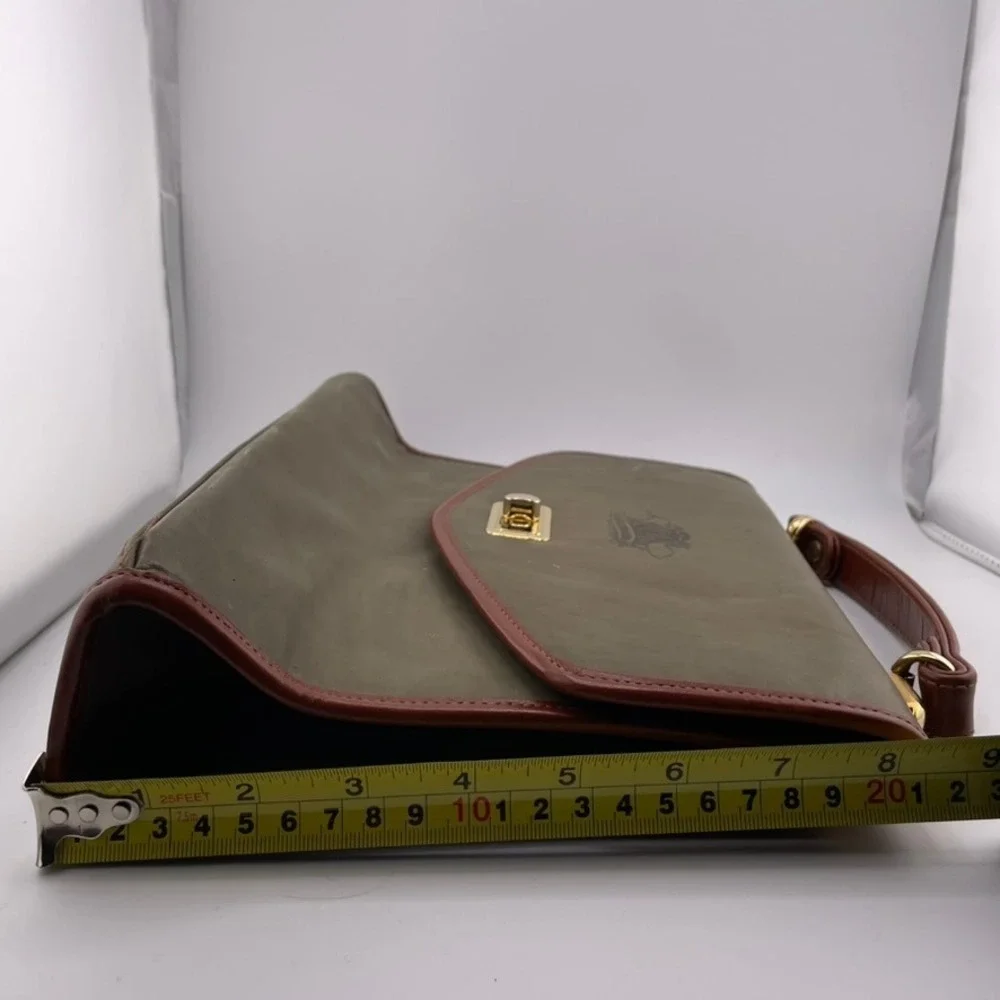 Vintage Emuri Australia Olive Green Leather Satchel Top Handle Bag